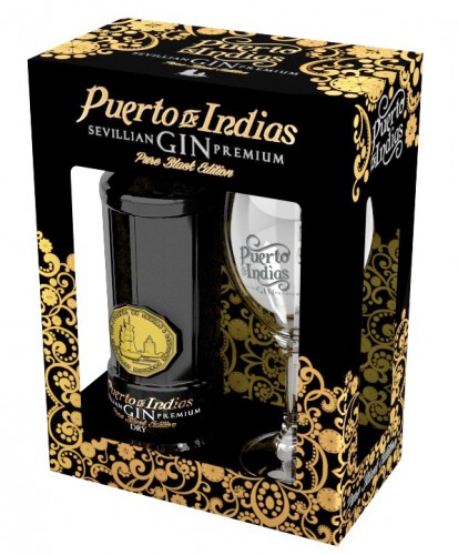 GIN PUERTO DE INDIAS BLACK 700 ML + COPA
